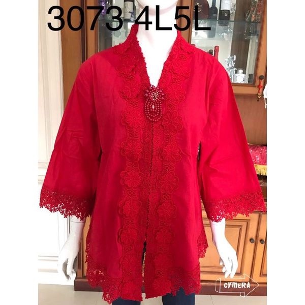 kebaya encim || kebaya alexuez merah bros jumbo
