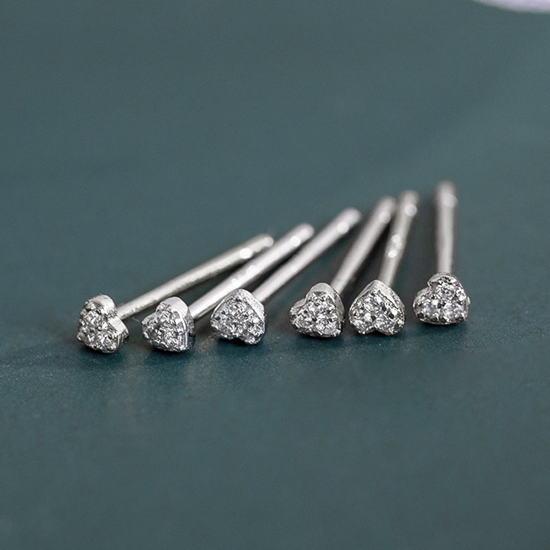 Heart Rhinestone Earrings Womens Ladies Simple Stud Earring Ear Cuff Jewelry Accessories Sweet Heart Jewelry