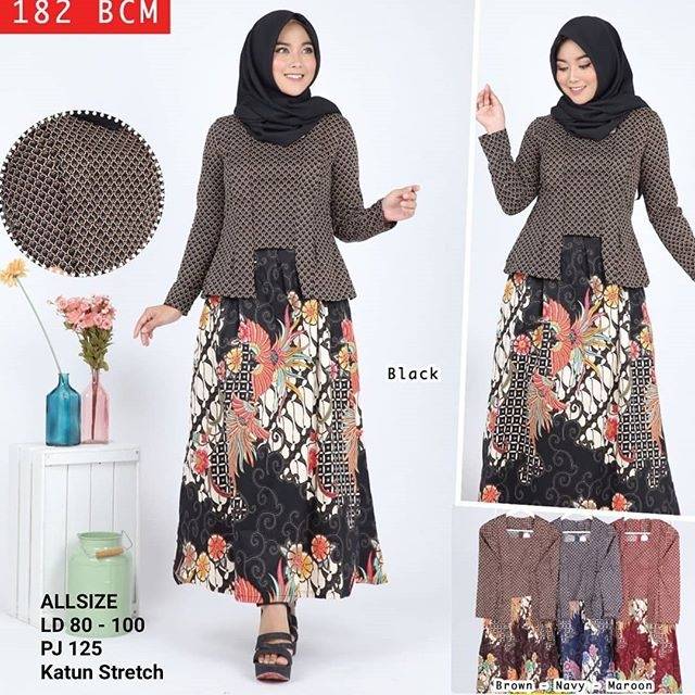 Gamis Batik Modern 182 BCM / Dress Hijab / Batik Muslimah / Gamis Batik