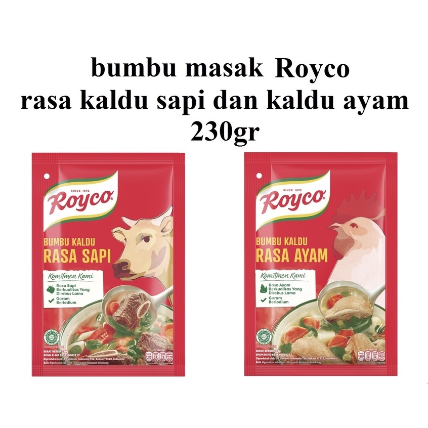 

Bumbu masak instant royco kaldu sapi dan kaldu ayam 230gr