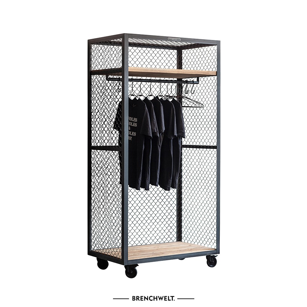 Wardrobe Industrial/ Lemari Pakaian Besi/ Gantungan Baju/ Penyimpanan/Display Toko/ Storage/Rak Kayu