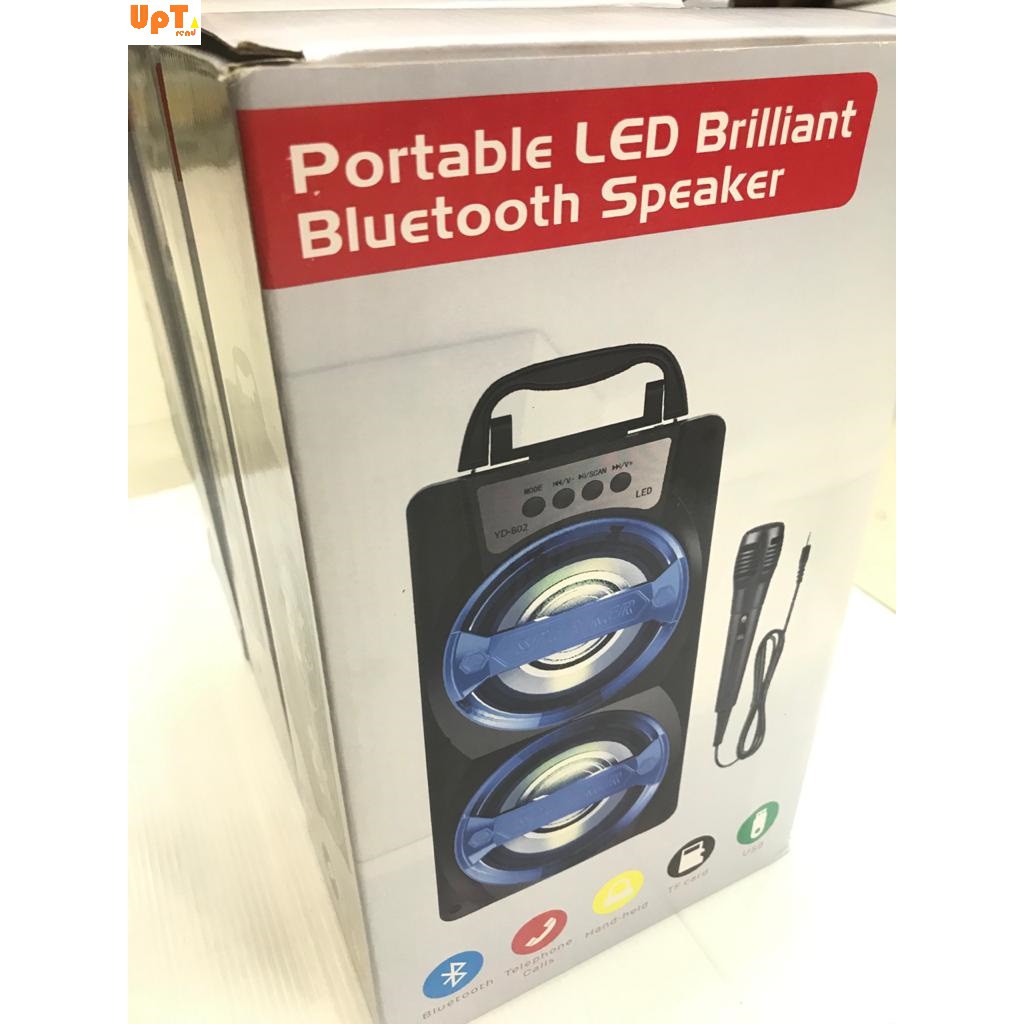 Speaker bluetooth 802 portable karaoke FREE MIC Portable LED Briliant Bluetooth Speaker