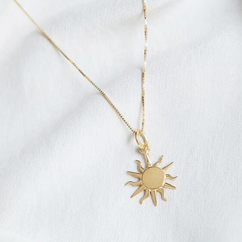 Fancyqube Kalung Rantai Choker Liontin Bunga Matahari Bahan Stainless Steel Lapis Emas 18k Untuk Wanita