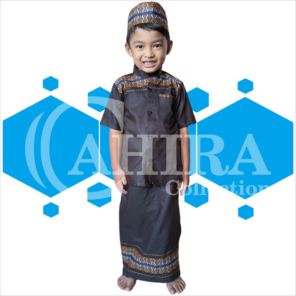 SARKOCI MOTIF SONGKET SARUNG CELANA KOKO DAN PECI ANAK BAJU MUSLIM SATU SET
