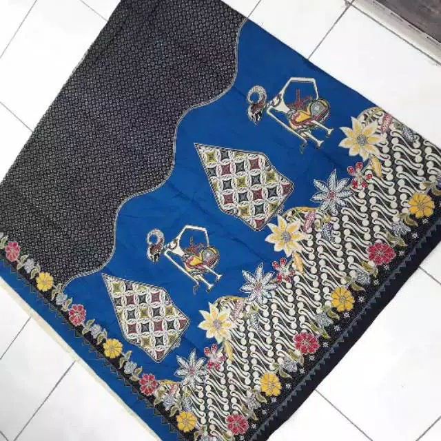 Kain Batik Solo Truntum Gunungan Wayang Warna Biru Electrik