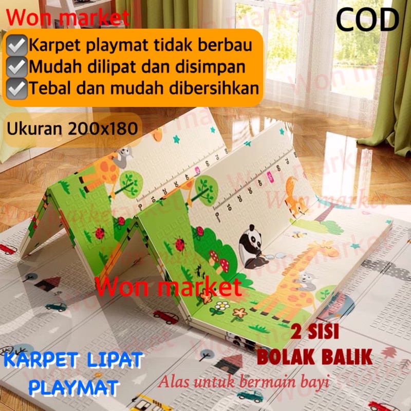 karpet lipat playmat bayi | karpet bayi | matras bayi | karpet bolak balik | 200x180cm | karpet anak anak