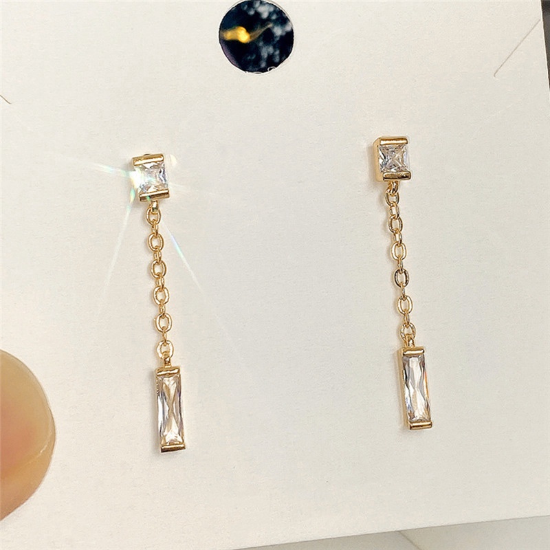 Anting Rantai Geometris Cubic Zirconia Serbaguna Untuk Wanita