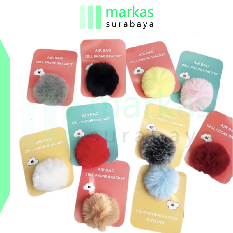 MARKAS Pop Socket Pompom Bulu 3D  Phone Holder Aksesoris HP Popsocket