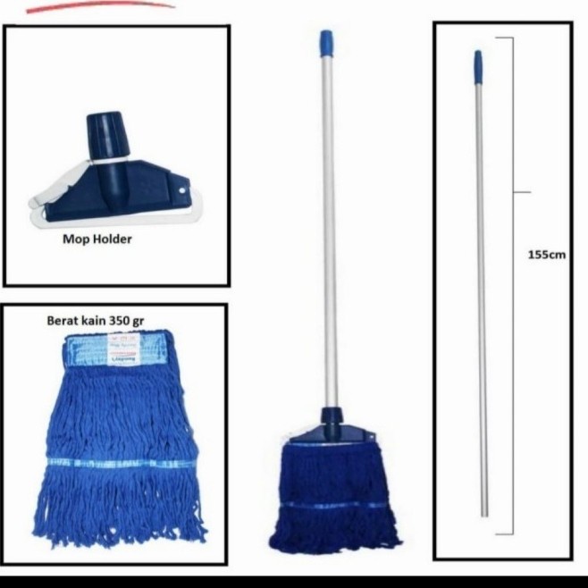 NEW PROMO Pel Jepit Gagang Stainless Komplit Kain Pel Lantai Gagang Panjang Pel Mall Hotel Restoran