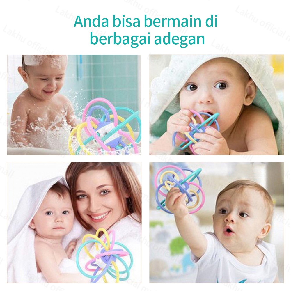 Lakhu Mainan gigitan teether bayi / mainan bayi bola Manhattan silikon