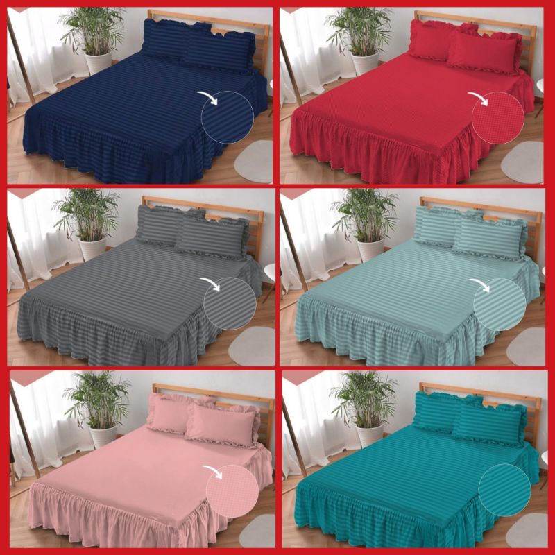 HS SPREI RUMBAI 160X200/180X200 KINTAKUN DLUXE POLOS  AQUA,BARRIER REEF,DEEP BLUE,COOL GREY,RED CHIL