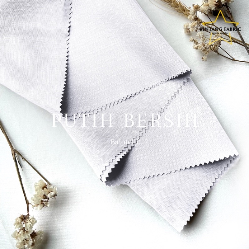 Bahan Bintang Fabric Kain Baloteli Polosan 1 meter-Putih Bersih