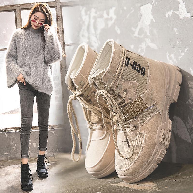  Sepatu  Boots  Martin Wanita Gaya Retro Bahan Velvet untuk  