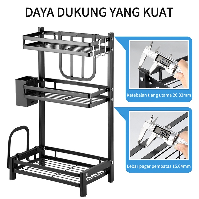 Rak Bumbu Dapur Penyimpanan Bumbu Penyelenggara Rak Susun Stainless Steel 2/3 Tier Rak Botol Rempa