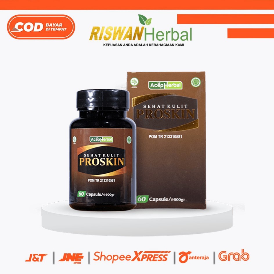 Obat Eksim Kering Basah Exim Menahun Gatal Exsim Gatal Berair Borok Budug Bernanah Psoriasis Kulit Kepala Herbal Proskin Isi 60 Kapsul BPOM dan Halal MUI 100% Original