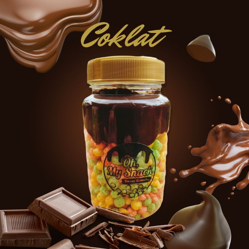 

Nyam nyam RICE CRISPY dengan coklat Lumer dalam jar. Rasa COKLAT | Oh my snack