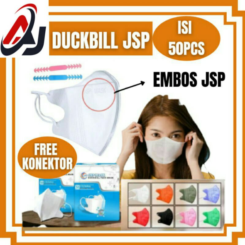 ( BISA COD ) Masker Duckbil JSP  warna warni isi 50pcs putih hitam pink abu ungu merah hijau nude pastel Lilac Salem mask duckbil medis surgical face mask earloop