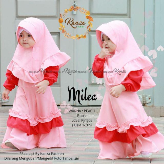 Milea Cilla Kids - Dress Pakaian Baju Gamis Pesta Anak Umur Usia 2 3 4 5 6 7 Tahun Set Jilbab Hijab