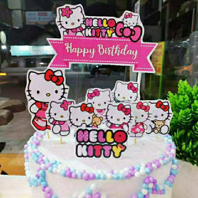 Paket Hiasan  Kue HELLO KITTY Topper Cake Dekorasi Roti  