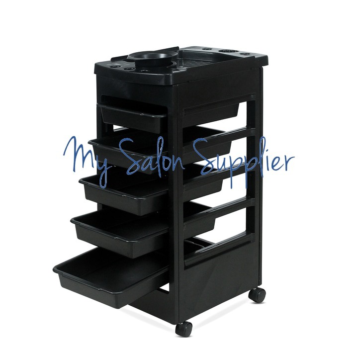 Rak Dorong Salon Hitam / Troli / Trolley