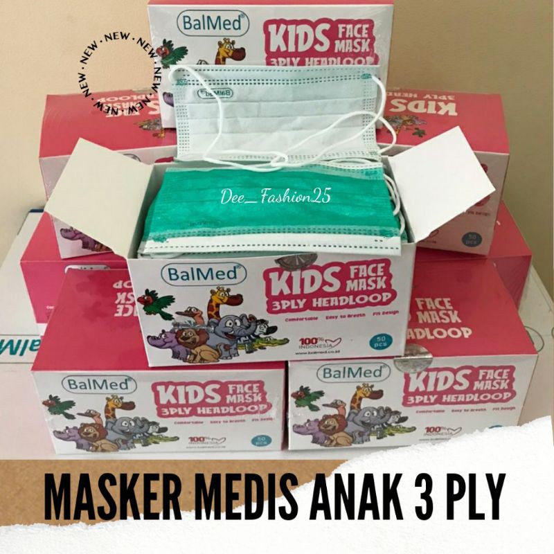 MASKER MEDIS HIJAB 3 PLY BALMED UNTUK ANAK