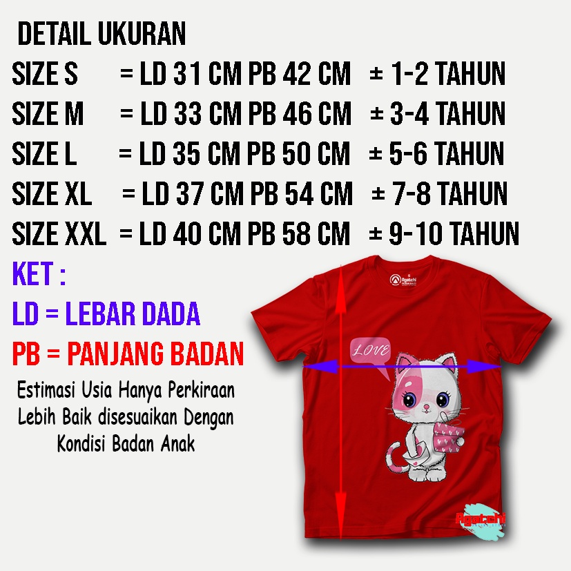 Kaos Atasan Anak Perempuan / Baju Anak Distro Cat Love Kucing Lucu