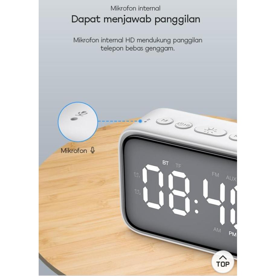 Speaker Portable 5.0 VIVAN VS5 Dual Smart Bluetooth Alarm Clock SD Card AUX USB