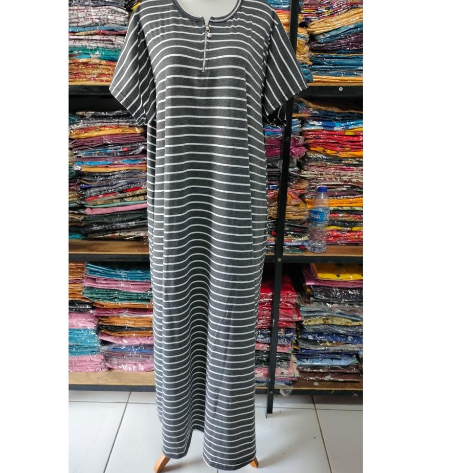 ♦ 8_Shopp Daster Panjang Jumbo Ld 120Cm Salur Kecil ( Realpick ) Daster Gamis Salur Kecil Jumbo Casu