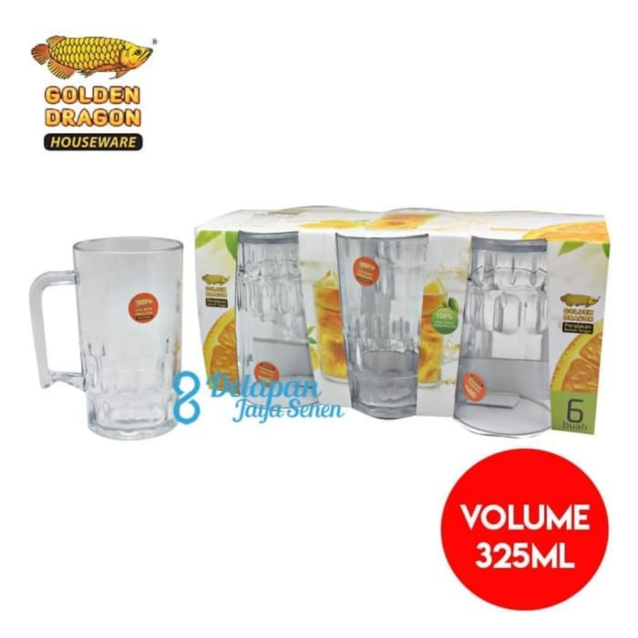 

Baru Gelas 853 Gelas Plastik Gelas Gagang 325ml Golden Dragon Murah
