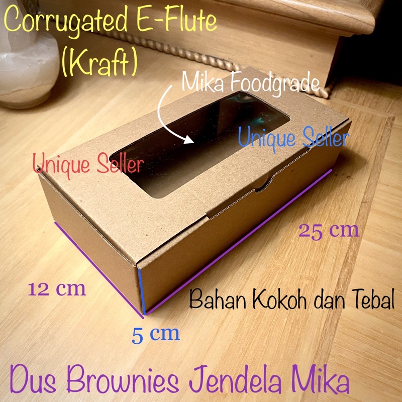 Dus Box Kotak Hampers 25x12x5 EFLUTE JENDELA MIKA / Dus Box Kotak Kue Brownies Bolen 25x12 x 5 EFLUTE WINDOW / Dus Box Kotak Coklat Corrugated EFlute 25x12x5 / Dus Box Kotak Packing Olshop 25 x 12 x 5