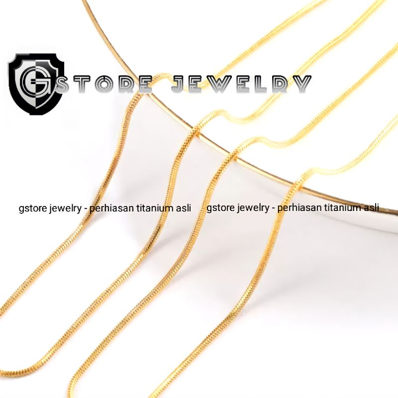 kalung titanium pria anti karat asli ori original stainless steel cowok cewek keren warna emas