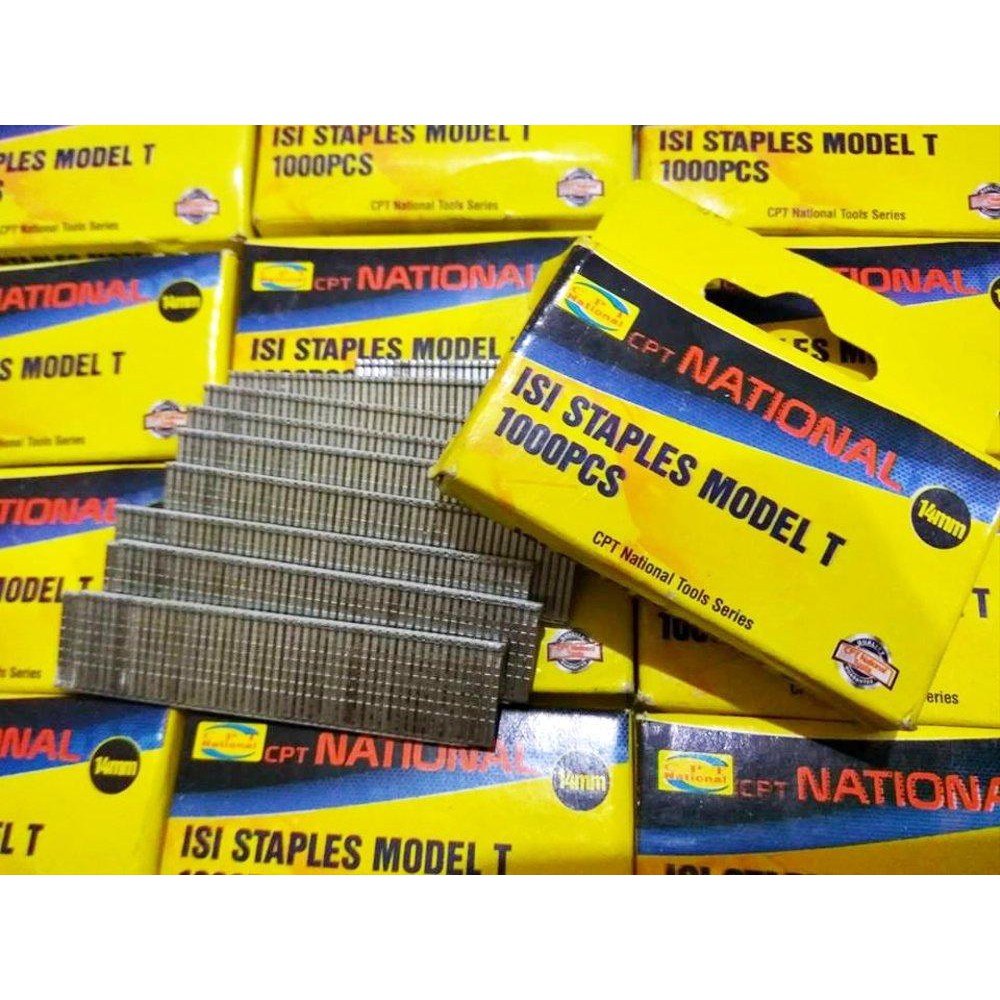 

refill staples gun tacker manual isi paku tembak model bread nail 14mm untuk stapler 3way Mollar