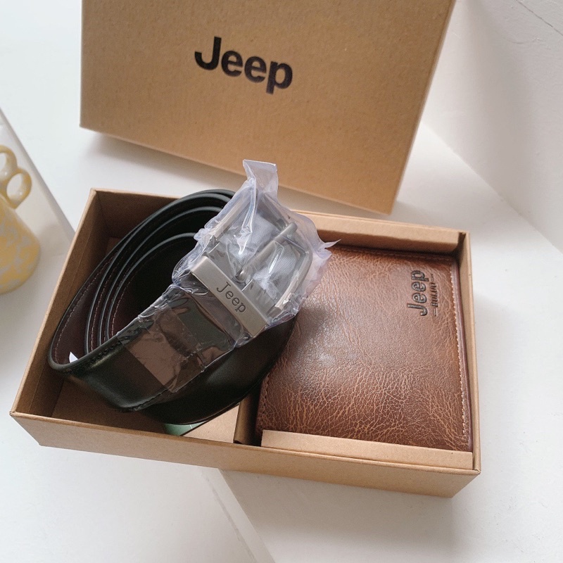 JEEP WALLET &amp; BELT SET PACKAGE / DOMPET PRIA JEEP / IKAT PINGGANG PRIA JEEP