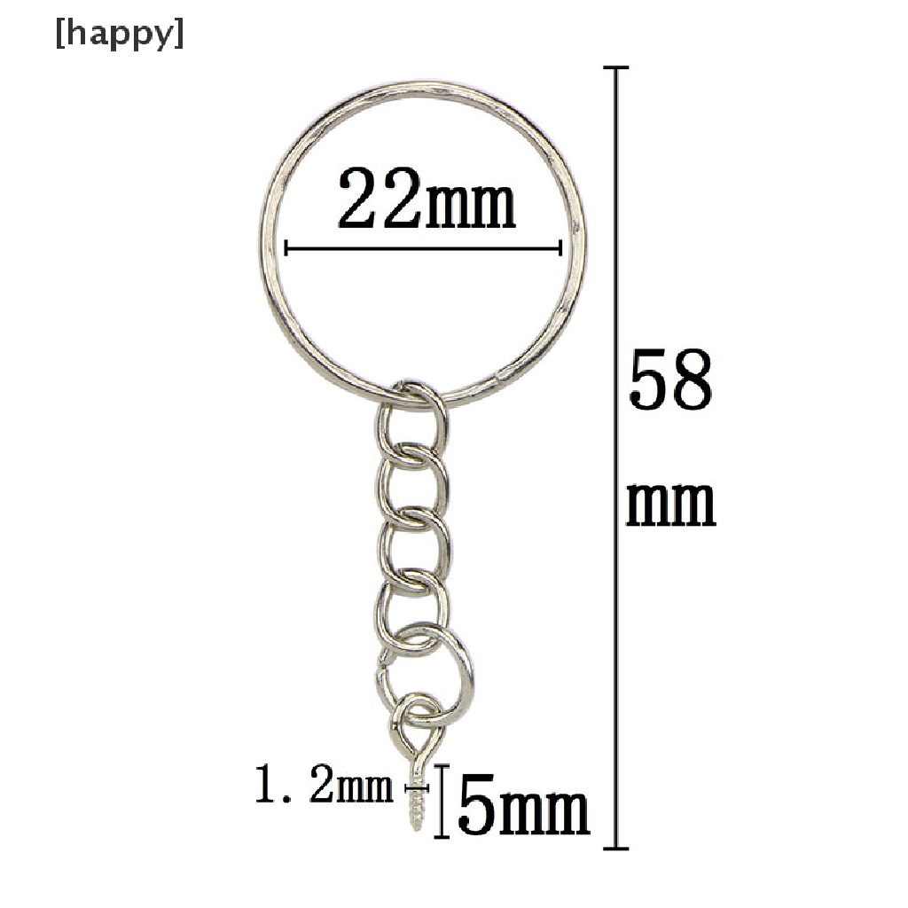 HA 40Pcs Polished Key ring Screw Eye Short Chain Split Ring Connector DIY Jewelry ID