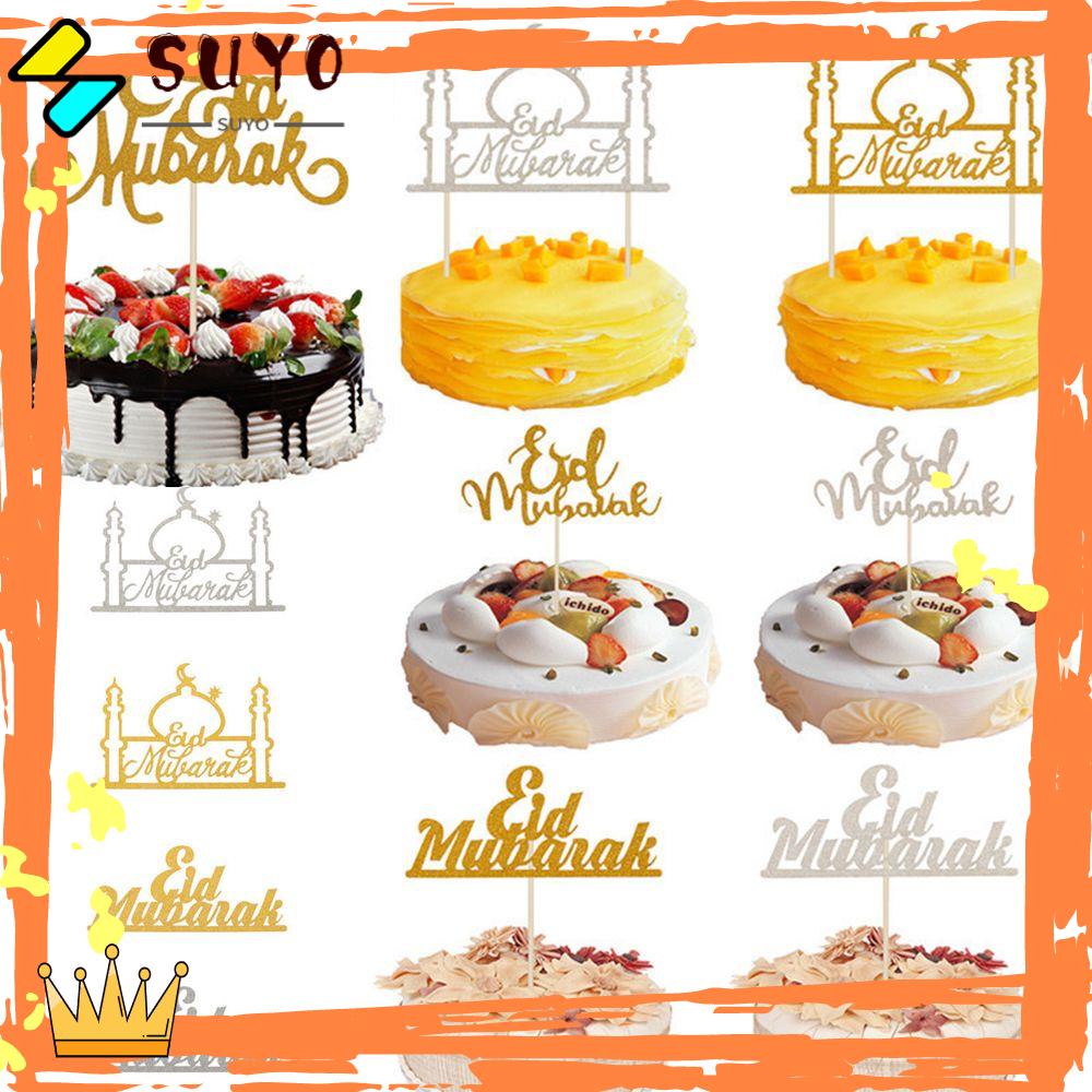 1 / 10pcs Topper Kue Desain Eid Mubarak Untuk Dekorasi Pesta Ulang Tahun