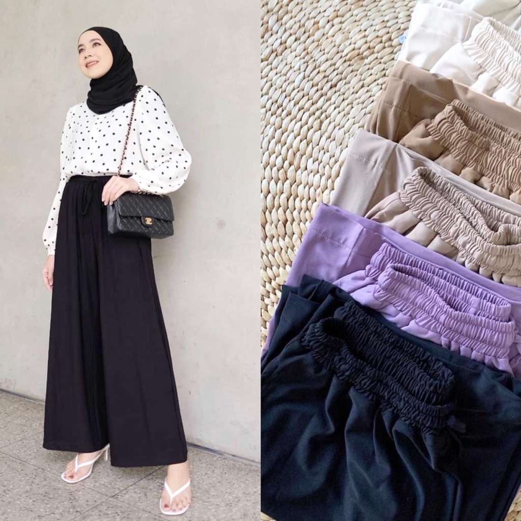 Dinda Pants Celana Kulot Wanita Panjang / Kulot Tali / Kulot Polos Premium Jersey Cullote Bawahan Wanita Terbaru Murah Kekinian
