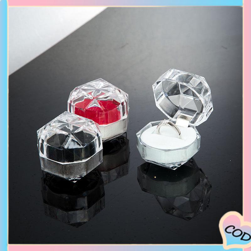 COD❤️ Kotak Cincin Mini Kotak Perhiasan Plastik Stud Earrings Cincin Kalung Perhiasan Kotak Kemasan Kotak Display-A.one