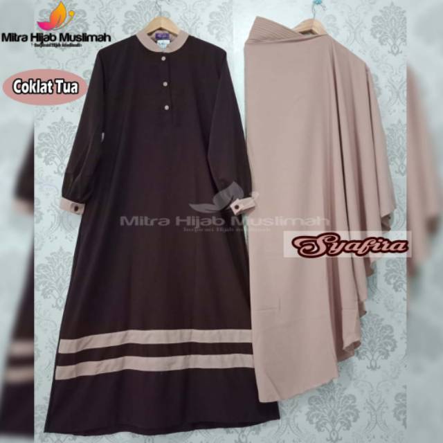Gamis Syafira Coklat Susu