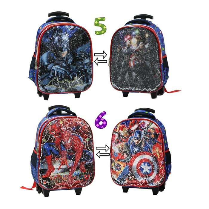 Tas Trolley Anak TK Sequin Usap Bisa Berubah Gambar LOL UNICORN CARS TAYO - IMPORT