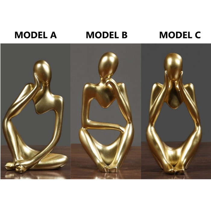 Pajangan Patung Manusia Emas (23x12cm) Ukuran Besar  Dekorasi Gold Ornament Statue