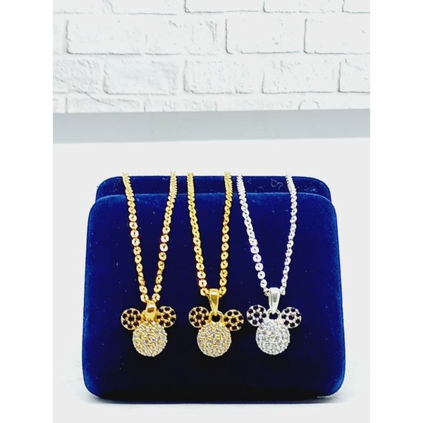 Kalung nori ukir anak +liontin mickey mp/kalung perak asli silver925 lapis emas/kalung fashion anak