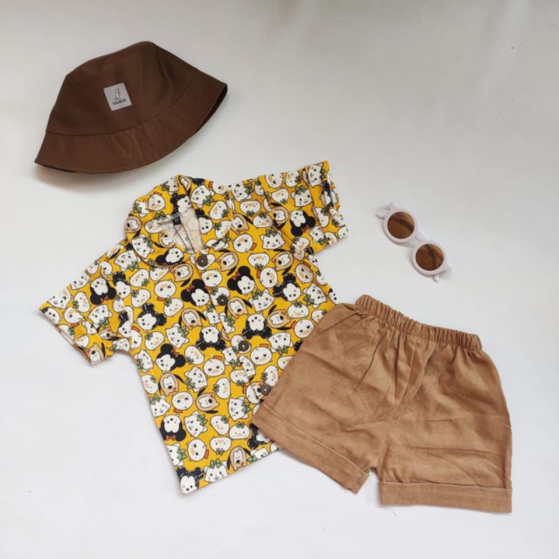 [TANPA TOPI] Takuma Set by Qintha kids | setelan anak cowok cewek celana pendek unisex full print