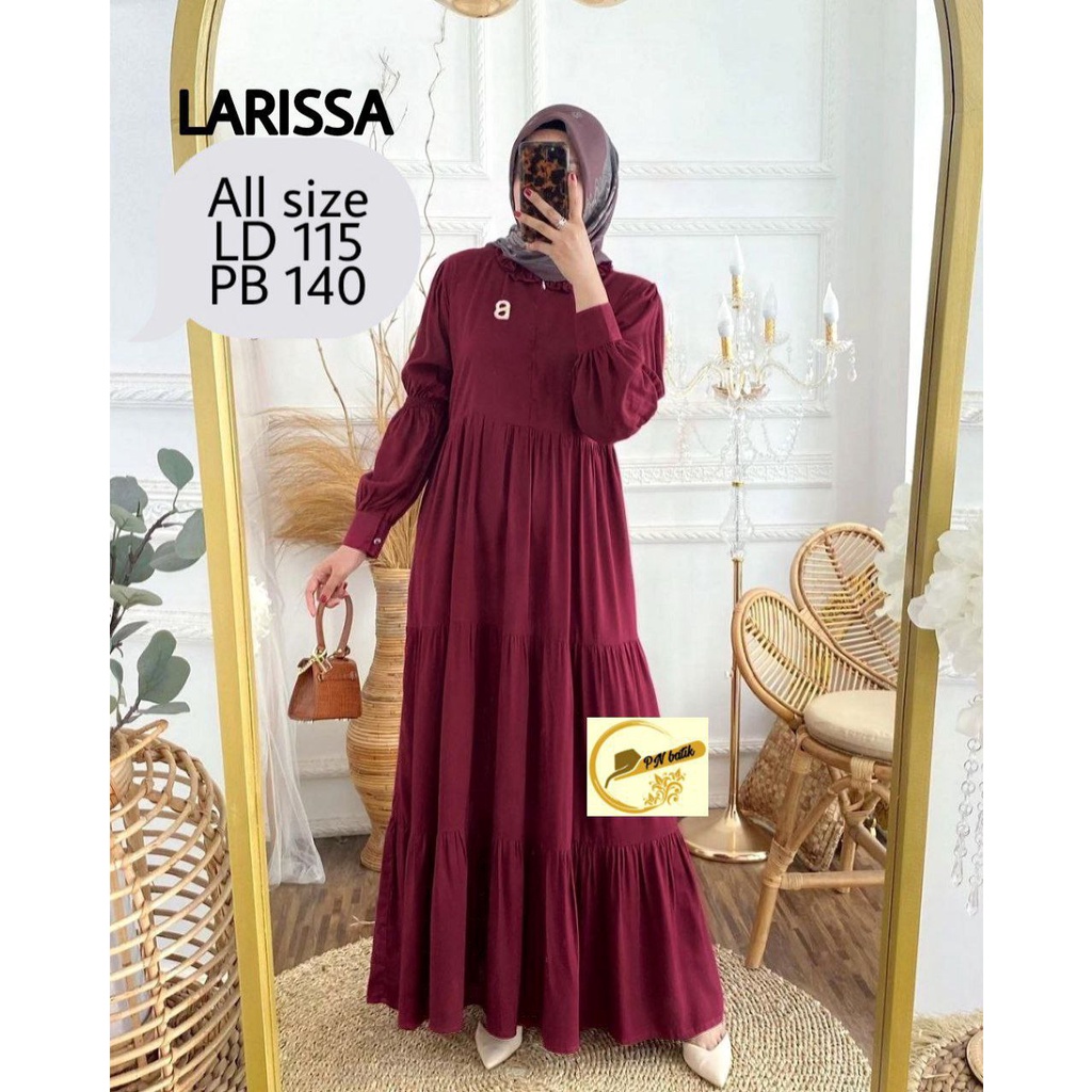 Gamis Canda Susun 3 Modern Cantik Syari Rayon Adem Warna Polos Cantik Jumbo Busui Kerah Ruffle MTD 2