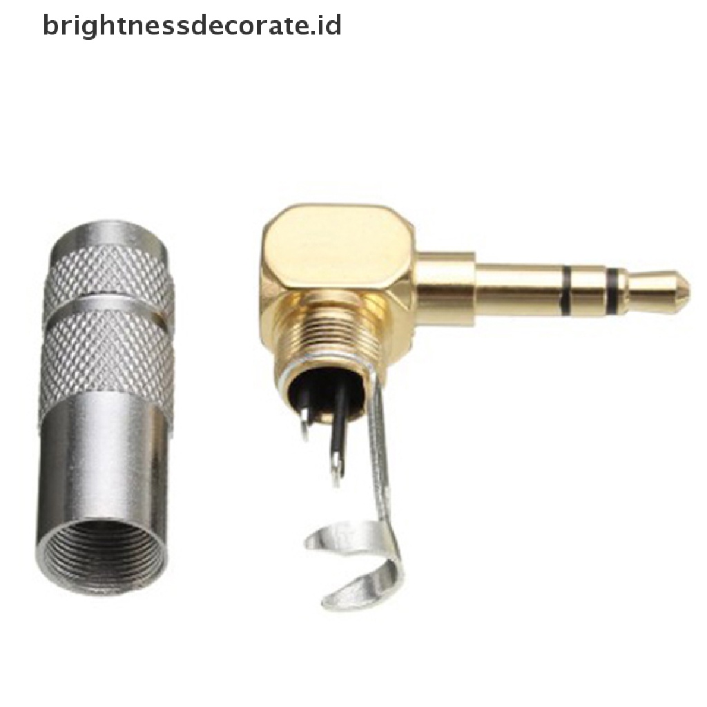 Adapter Konektor Audio Stereo 3.5mm 3 Tiang Male Plug 90 Derajat