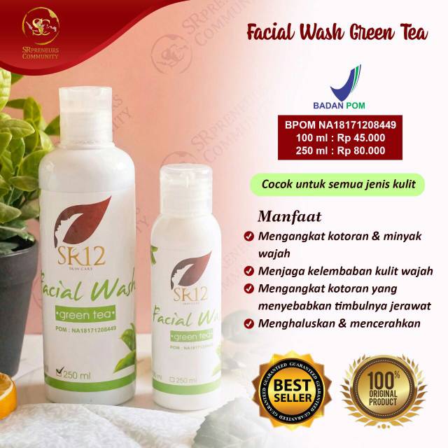 Facial Wash - Face Wash Acne - Face Wash - Facewash - Sabun Jerawat - Facial Wash Green Tea SR12