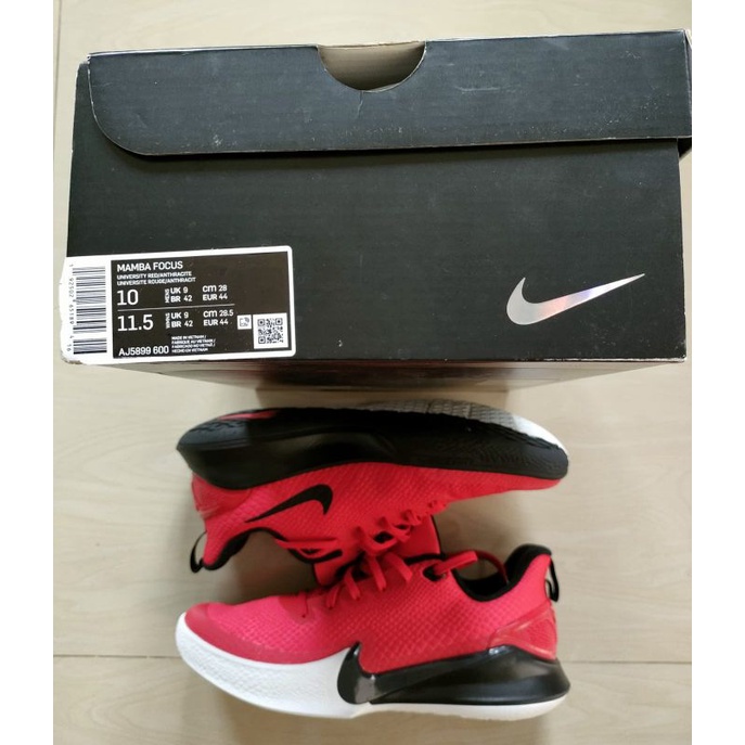 PRELOVED SECOND SEPATU BASKET PRIA NIKE MAMBA FOCUS UNIVERSITY RED ORIGINAL 100% BNIB MINUS TAG BELU