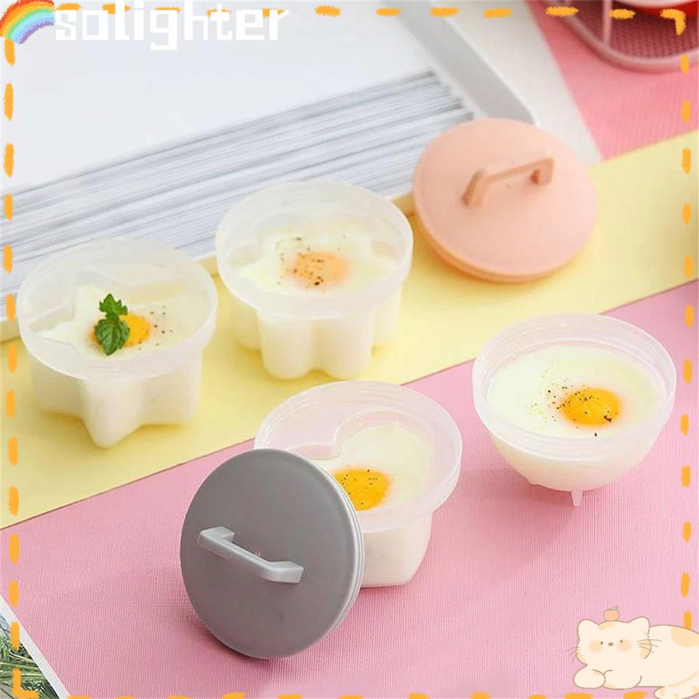 4pcs / Set Cetakan Telur Rebus Bahan Silikon Aneka Warna Dengan Tutup Dan Sikat Untuk Dapur