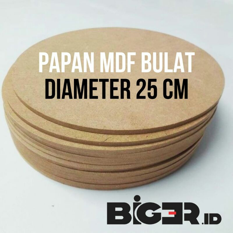 Papan MDF bulat diameter 25cm tebal 6 mm / Papan MDF lingkaran termurah diameter 25cm / bahan hiasan