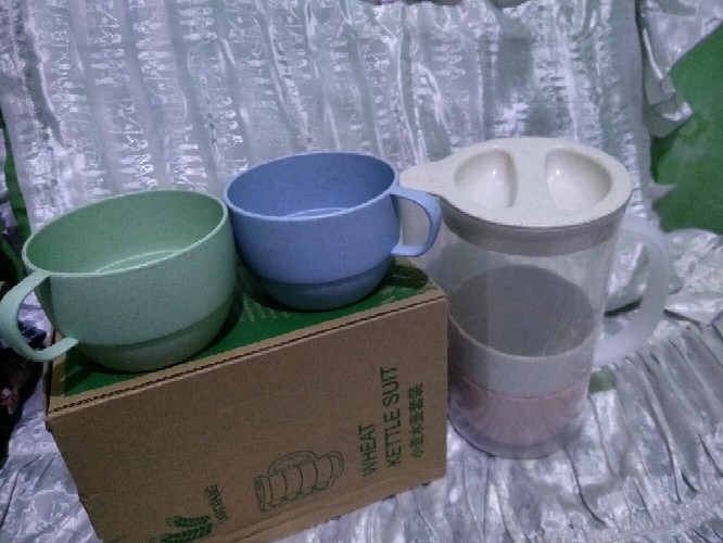 ❤teko Jus Air Teh Kopi Wadah Plastik Dengan 4 Cangkir