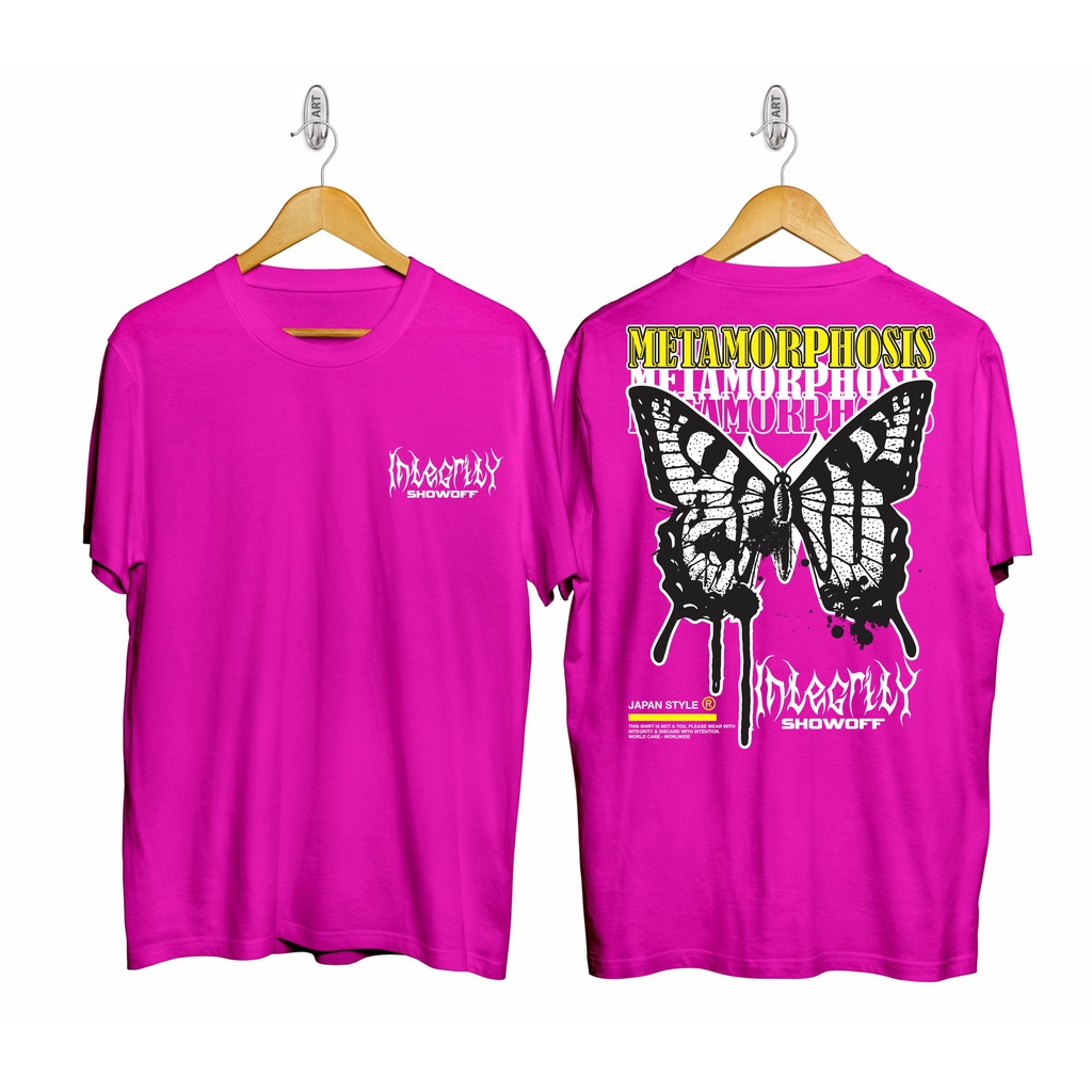 BAJU KAOS BUTTERFLY PINK / KAOS HITAM PRIA / KAOS SABLON / ATASAN / KAOS SHOWOFF / BAJU KAOS DISTRO 